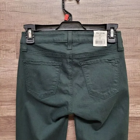 NEW Big Star Alex Skinny Jeans Size 25 Womens Dark Emerald Green Denim Mid Rise - Picture 15 of 16